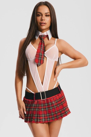 Obsessive College Girl 5-pcs costume Nocna sexy kostium, red
