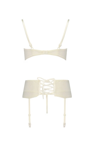 Casmir Aurelia set Nocna komplet półbiustonosz + stringi + pas do pończoch, ecru