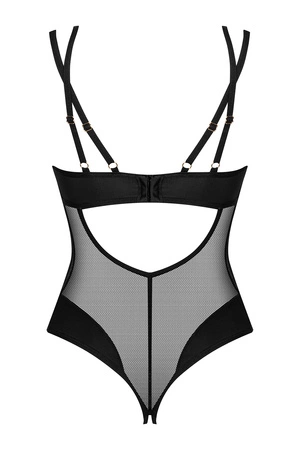 Obsessive Nesari crotchless teddy Body sexy, czarny