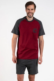 Italian Fashion Morten kr.r. kr.sp. Nocna piżama, bordo/c.melanż