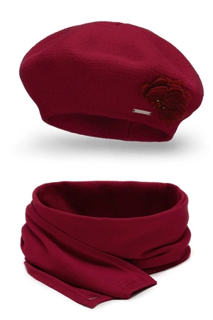 Vivisence 7036Kmpl Komplet beret+szalik, bordowy