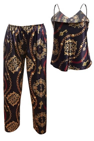 Dkaren DK-KI-014 Nocna komplet top + spodnie, granat-wzór