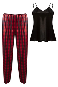 Dkaren DK-KI-017 Nocna komplet top + spodnie, czarny-krata