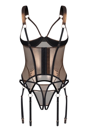 Obsessive Soranna corset & crotchless thong Gorset sexy, black