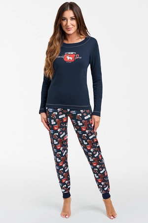 Italian Fashion Makala dł.r. dł.sp. Nocna piżama, granat/druk