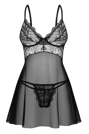 Obsessive Perisia babydoll & thong Nocna komplet koszulka + stringi, black