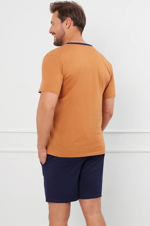 Italian Fashion Juliusz kr.r. kr.sp. Nocna piżama, koniak/granat