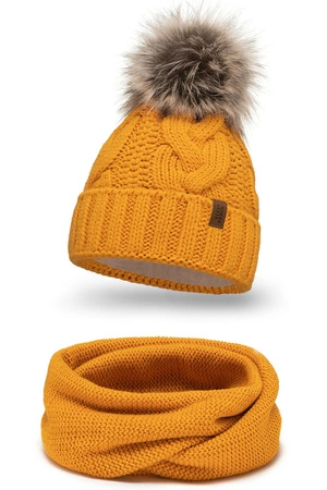 Vivisence 7014Kmpl Komplet czapka+komin, miodowy