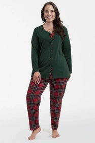 Italian Fashion Zorza dł.r. dł.sp. Nocna piżama, zielony/druk