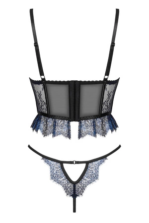 Beauty Night Saphira set BN6740 Nocna komplet top + stringi, black/blue