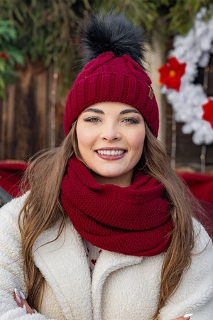 Vivisence 7014 Kmpl+R Komplet czapka+komin+rękawiczki, bordowy