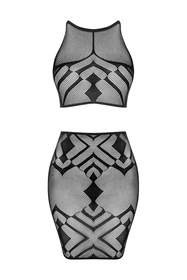 Obsessive K101 top & skirt Nocna komplet top + spódnica, czarny