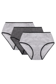 Vivisence 4017 3-pack Majtki wysokie figi, gumka czarna: szary/grafit/szary