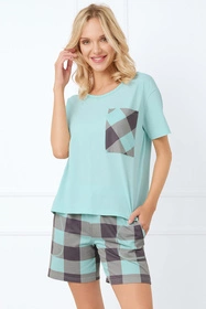 Italian Fashion Sandra kr.r. kr.sp. Nocna piżama, j.turkus/druk turkus