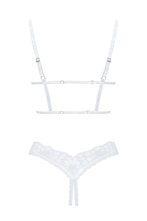 Obsessive Heavenlly 2-pcs cupless set Nocna komplet półbiustonosz + stringi, biały
