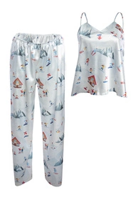 Dkaren DK-KI-015 Nocna komplet top + spodnie, biały-wzór