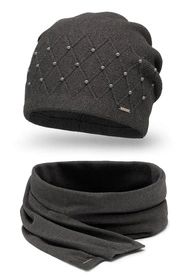 Vivisence 7002Kmpl Komplet czapka+szalik, ciemnoszary