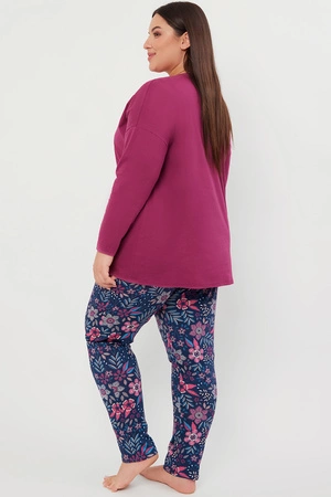 Italian Fashion Folk dł.r. dł.sp. Nocna piżama, jeżyna/druk