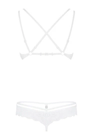Obsessive 860-SET-2 Nocna komplet biustonosz + stringi, biały