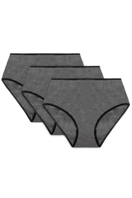 Vivisence 4017 3-pack Majtki wysokie figi, gumka czarna: grafit