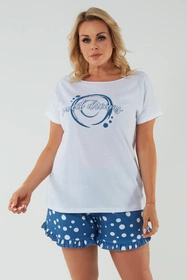 Italian Fashion Raba kr.r. kr.sp. Nocna piżama, biały/druk niebieski