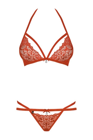 Obsessive 838-SET-3 Nocna komplet biustonosz + stringi, czerwony