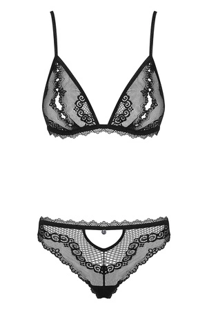 Obsessive Millagro 2-pcs set Nocna komplet biustonosz + stringi, czarny
