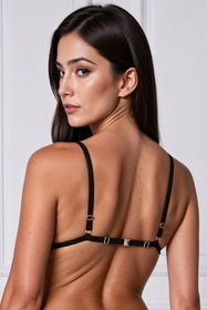 Passion Resilque set Nocna komplet biustonosz + stringi, black