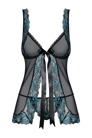 Obsessive Amanta babydoll Nocna komplet koszulka + stringi, czarny