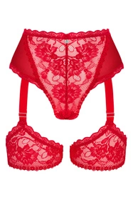 Obsessive Belovya garter panties Majtki figi z pasem, czerwony