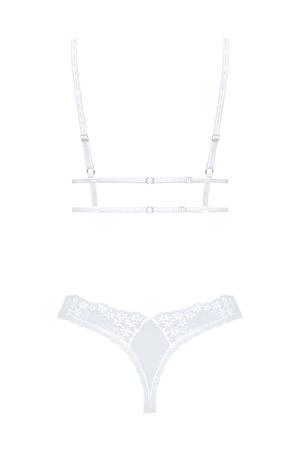 Obsessive Heavenlly 2-pcs set Nocna komplet biustonosz + stringi, biały