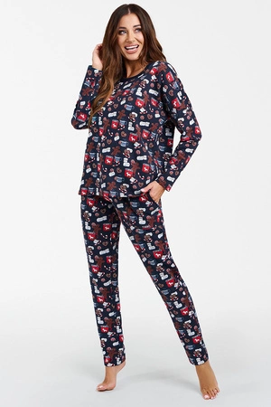 Italian Fashion Cookies dł.r. dł.sp. Nocna piżama, druk/granat