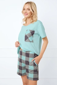 Italian Fashion Sandra kr.r. kr.sp. Nocna piżama, j.turkus/druk turkus
