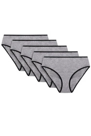 Vivisence 4016 5-pack Majtki figi, gumka czarna: szary